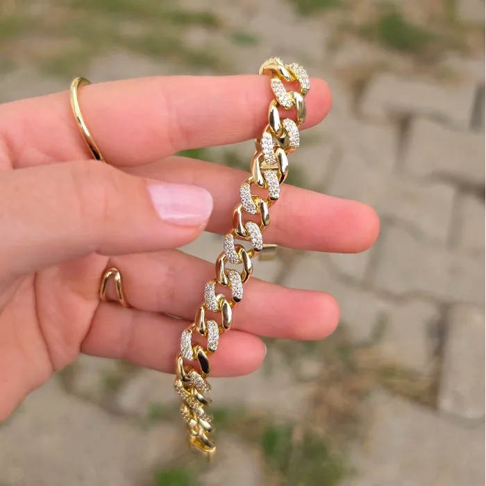 Gold Taşlı Zincir Bileklik0018