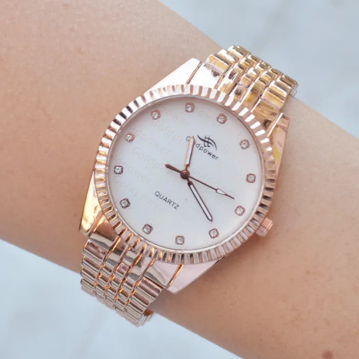 Rosegold Metal Kordon Kadın Saat Kombini 9519