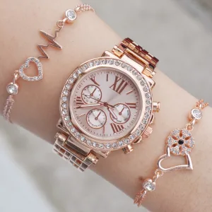 Rose Metal Kordon Kadın Saat Kombini 3436