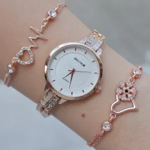 Rosegold Metal Kordon Kadın Saat Kombini 2198