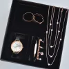 Rosegold Kolye Küpe Bileklik Saat Seti 3681