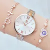 Silver Rose Metal Kordon Kadın Saat Kombini 2228