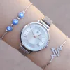 Silver Hasır Mıknatıslı Kordon Kadın Saat Kombini 1143