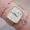 Rosegold Hasır Kordon Kadın Saat Kombini 8802
