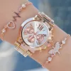 Rose Gold Metal Kordon Kadın Saat Kombini 9819