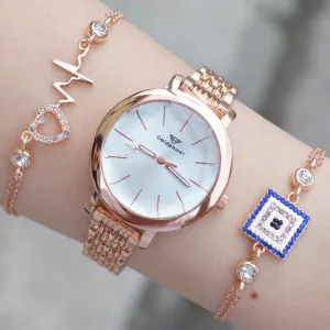 Rosegold Metal Kordon Kadın Saat Kombini 2031