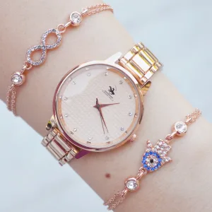 Rosegold Metal Kordon Kadın Saat Kombini 2232