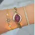 Bordo Kadran Gold Metal Kordon Kadın Saat Kombini 3843