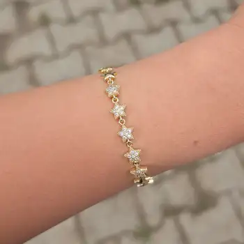 Gold Taşlı Yıldız Bileklik 0014