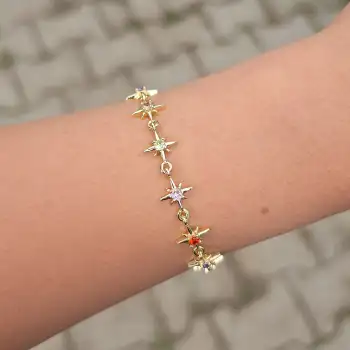 Gold Taşlı Yıldız Detaylı Bileklik 0016