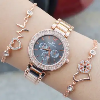 Rosegold Metal Kordon Kadın Saat Kombini 3249