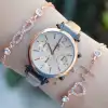 Rosegold Deri Kordon Kadın Saat Kombini 2428