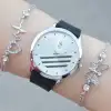 Siyah Silikon Kordon Kadın Saat Kombini 2522