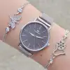 Silver Hasır Mıknatıslı Kordon Kadın Saat Kombini 3180