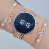 Rosegold Metal Kordon Dijital Kadın Saat Kombini 3262