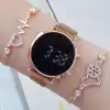 Rosegold Hasır Kordon Dijital Kadın Saat Kombini 3380