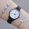 Rosegold Hasır Mıknatıslı Kordon Kadın Saat Kombini 1154