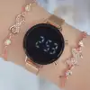 Rosegold Hasır Kordon Dijital Kadın Saat Kombini 2010