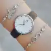 Siyah Deri Kordon Kadın Saat Kombini 2336