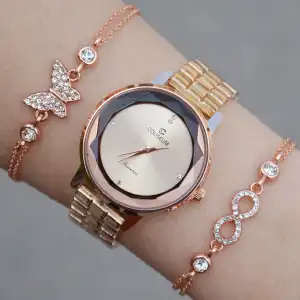 Rosegold Metal Kordon Kadın Saat Kombini 1356