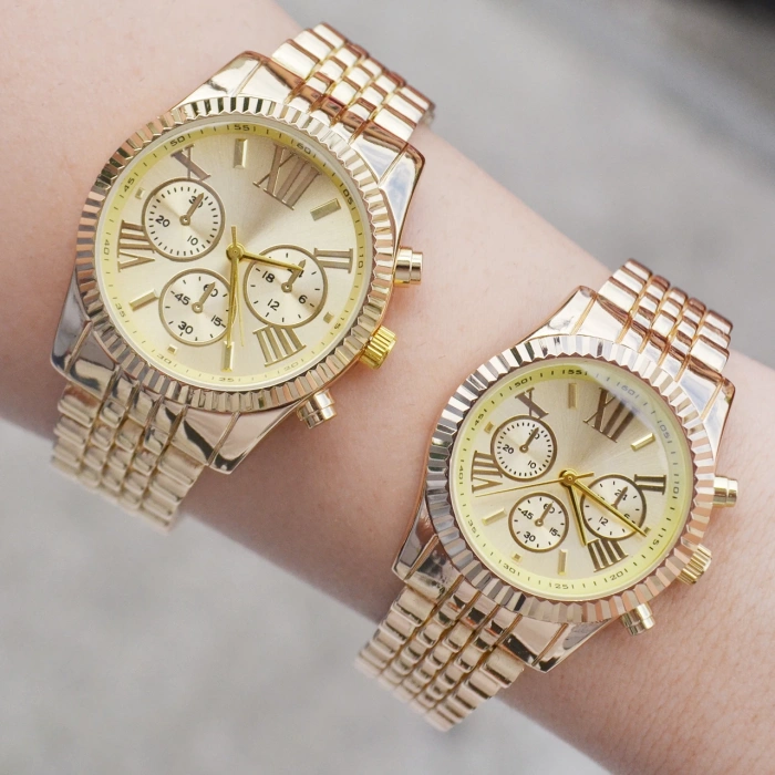 Gold Metal Kordon Sevgili Saat Kombini 3438