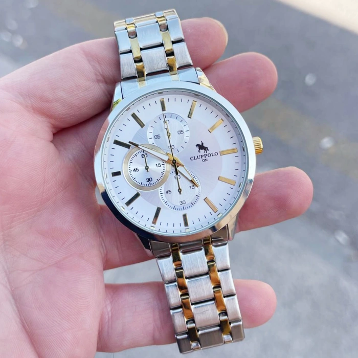 Silver Gold Metal Kordon Metal Erkek Saati 3500