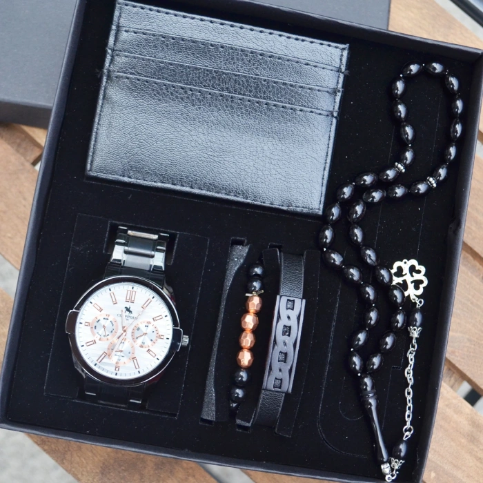 Cüzdanlı Tespihli Erkek Saat Seti 3545