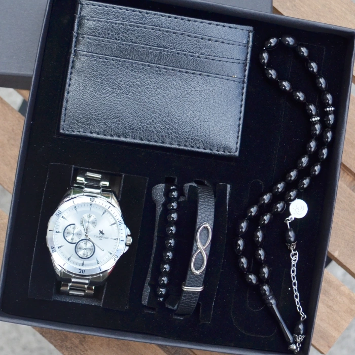 Cüzdanlı Tespihli Erkek Saat Seti 3547