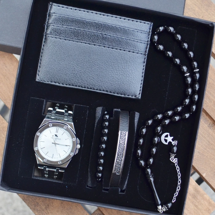 Cüzdanlı Tespihli Erkek Saat Seti 3550