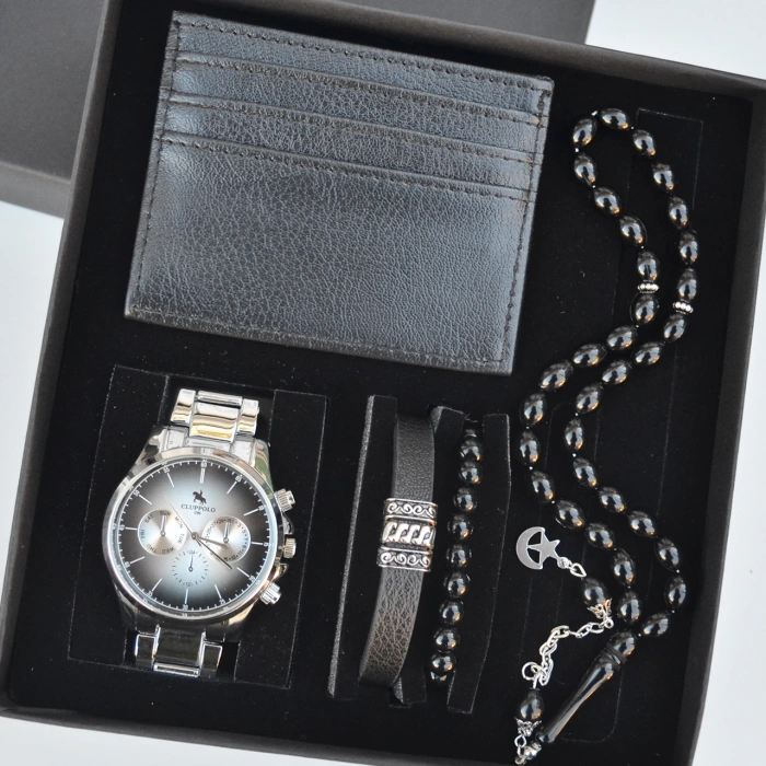 Cüzdanlı Tespihli Erkek Saat Seti 3690