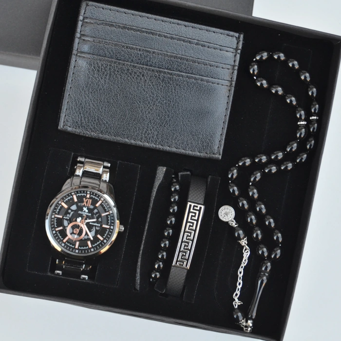 Cüzdanlı Tespihli Erkek Saat Seti 3702