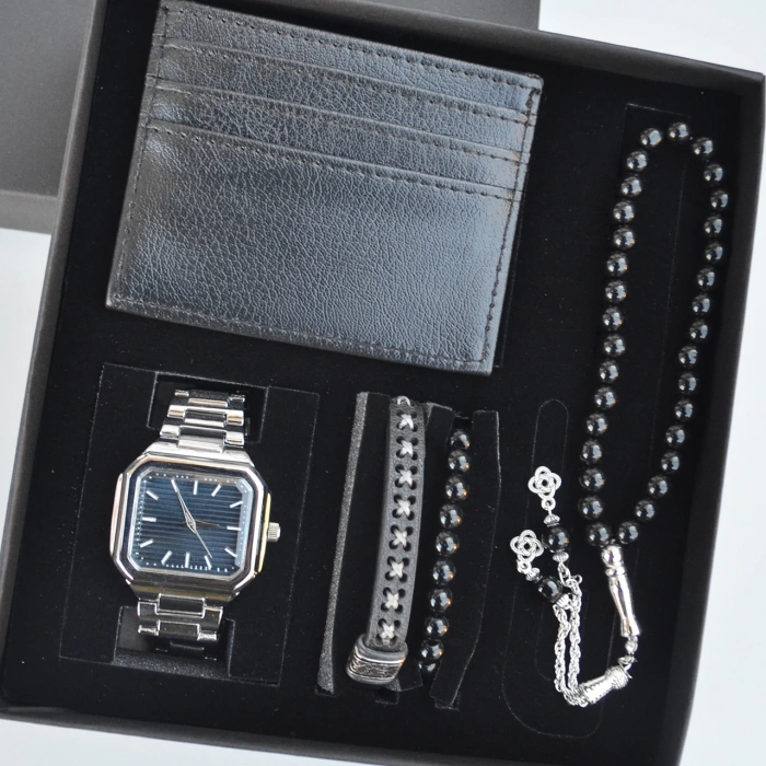 Cüzdanlı Tespihli Erkek Saat Seti 3709