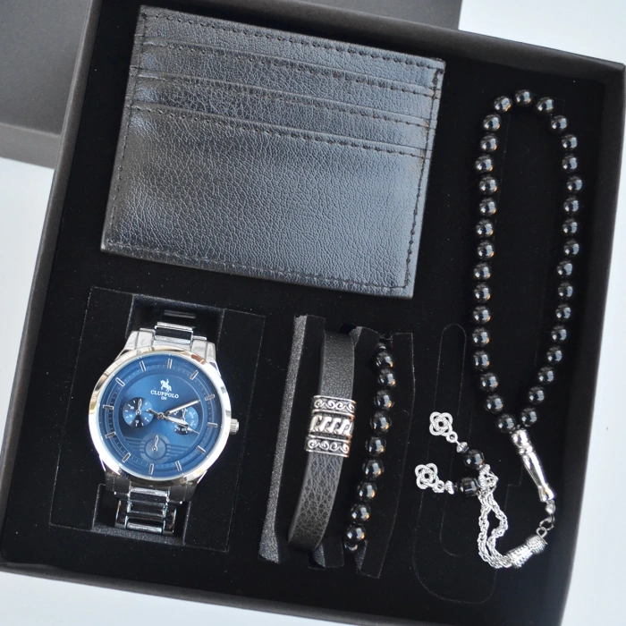 Cüzdanlı Tespihli Erkek Saat Seti 3710