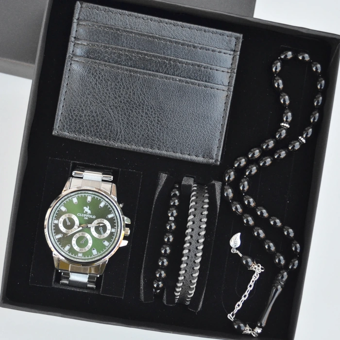 Cüzdanlı Tespihli Erkek Saat Seti 3714