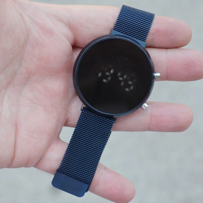 Mavi Hasır Mıknatıslı Kordon Dijital Erkek Saati 3525