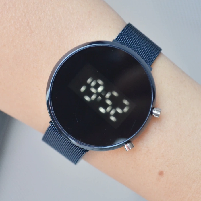 Mavi Hasır Mıknatıslı Kordon Dijital Erkek Saati 3525