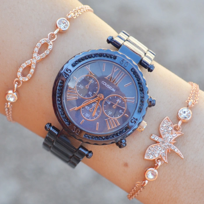 Mavi Metal Kordon Kadın Saat Kombini 8702