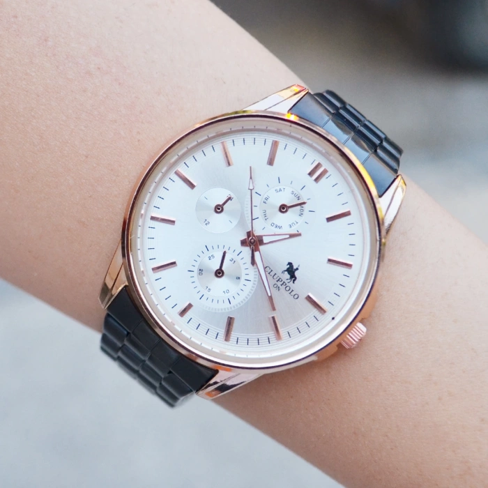 Rose Kasa Siyah Metal Kordon Erkek Saati 3497