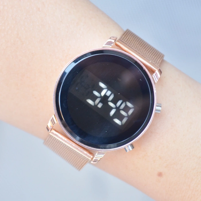 Rosegold Hasır Kordon Dijital Erkek Saati 3568