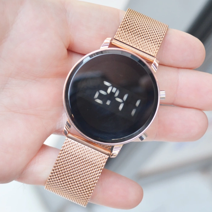 Rosegold Hasır Kordon Dijital Erkek Saati 3568