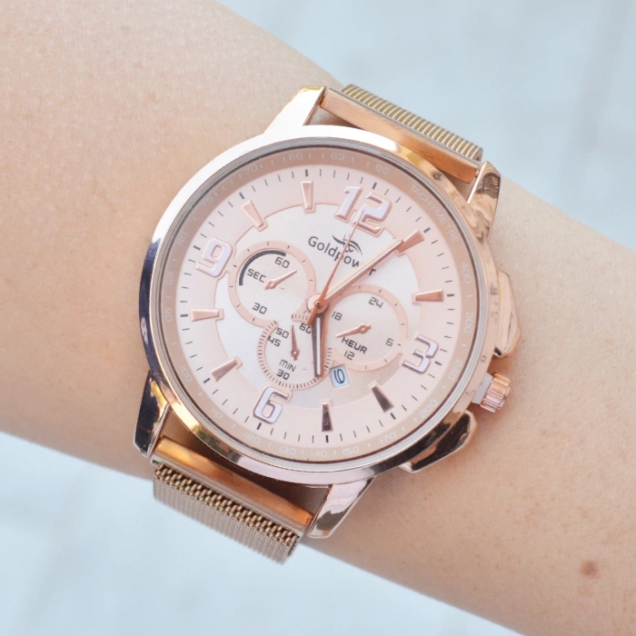 Rosegold Hasır Mıknatıslı Kordon Erkek Saati 3575