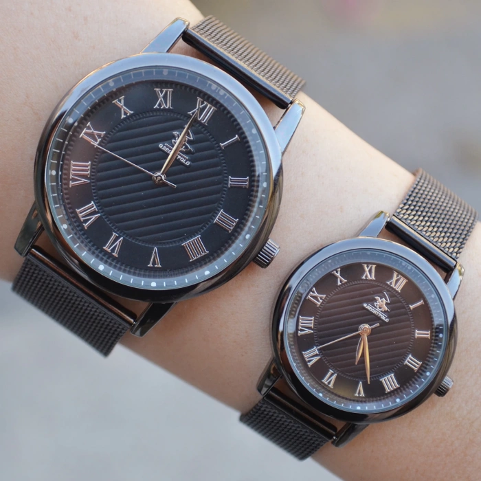 Siyah Hasır Kordon Çift Saat Kombini 2402