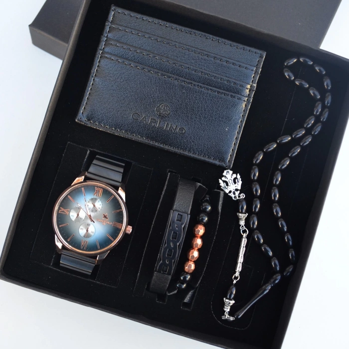 Cüzdanlı Tespihli Erkek Saat Seti 2621