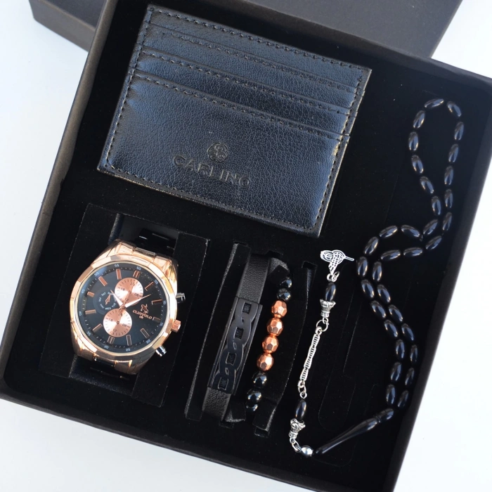 Cüzdanlı Tespihli Erkek Saat Seti 2643