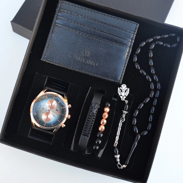 Cüzdanlı Tespihli Erkek Saat Seti 2647