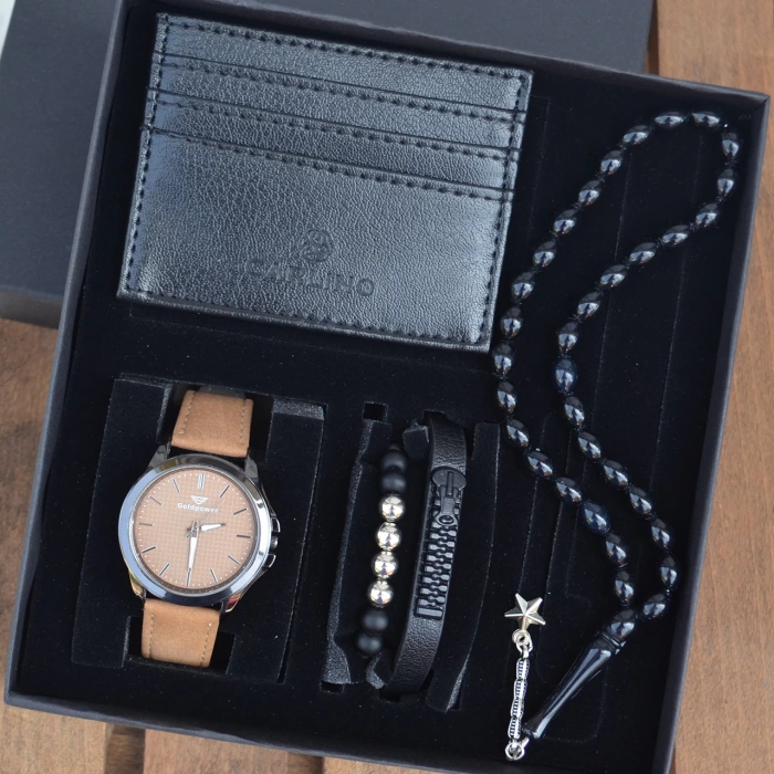 Cüzdanlı Tespihli Erkek Saat Seti 2985