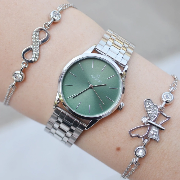 Silver Metal Kordon Kadın Saat Kombini 3016