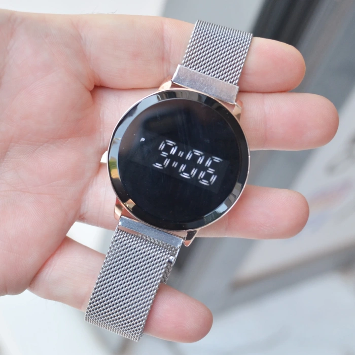 Silver Hasır Mıknatıslı Kordon Dijital Erkek Saati 3567