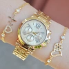 Gold Metal Kordon Kadın Saat Kombini 9814