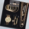 Gold Kolye Küpe Bileklik Saat Seti 3674